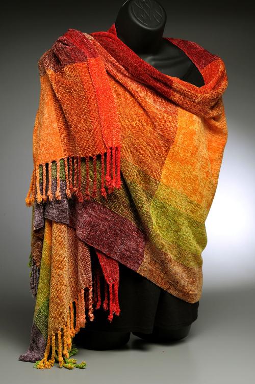 Rayon chenille shawl 'Autumn Harvest'